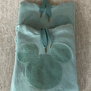 Lot of 2 Disney Teal Mickey Mouse Hoodies - size S and M